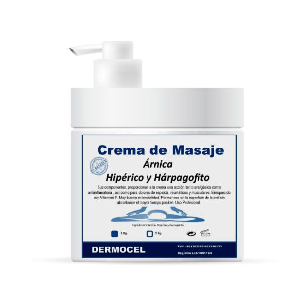 Crema para masajes profesionales Árnica, Hipérico... 1k -Dermocel