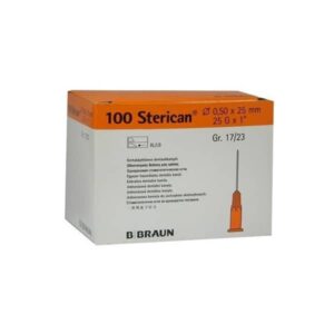 Aguja Hipodérmica Braun. Medida 0,50×25. G 25 Caja de 100 Uds.