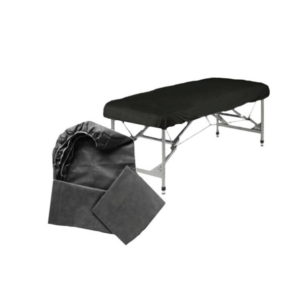 Sábana cubrecamillas desechable negra ajustable de 80x210cm - Dermocel